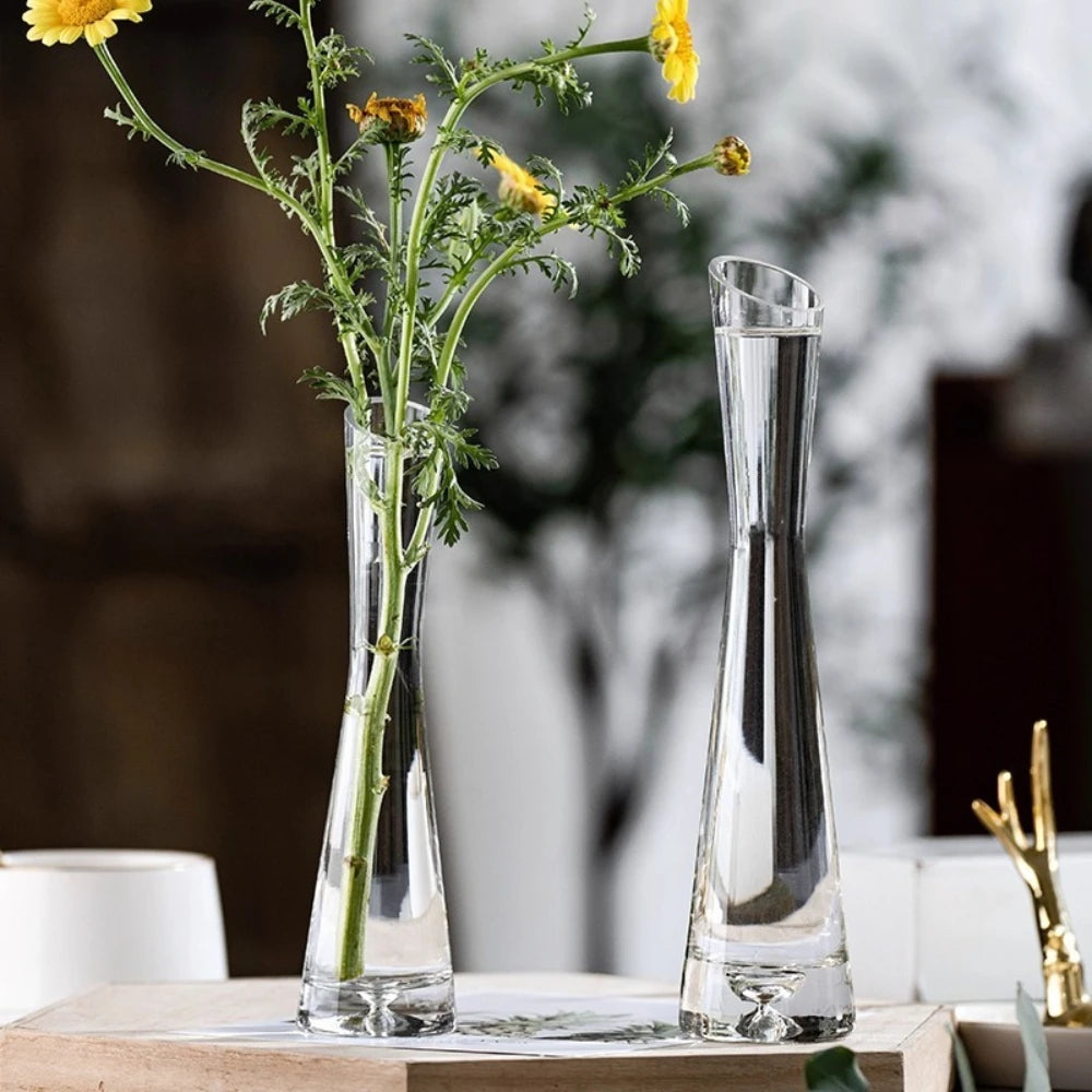 Transparent Glass Flower Vase Small Vase Simple Hydroponics Plant Flower Vase Creative European Living Room Home Wedding Decor