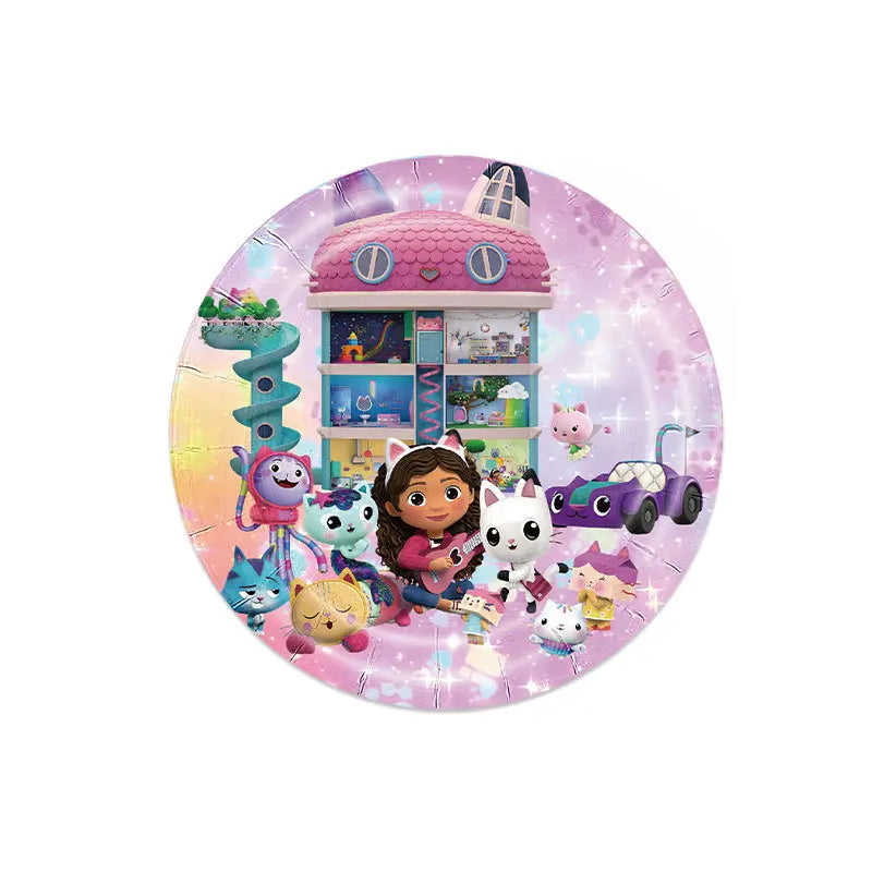 Gabby Dollhouse Birthday Party Supplies Cups Plates Napkins Tablecloth Balloons for Kids Birthday Party Decoration Baby Shower