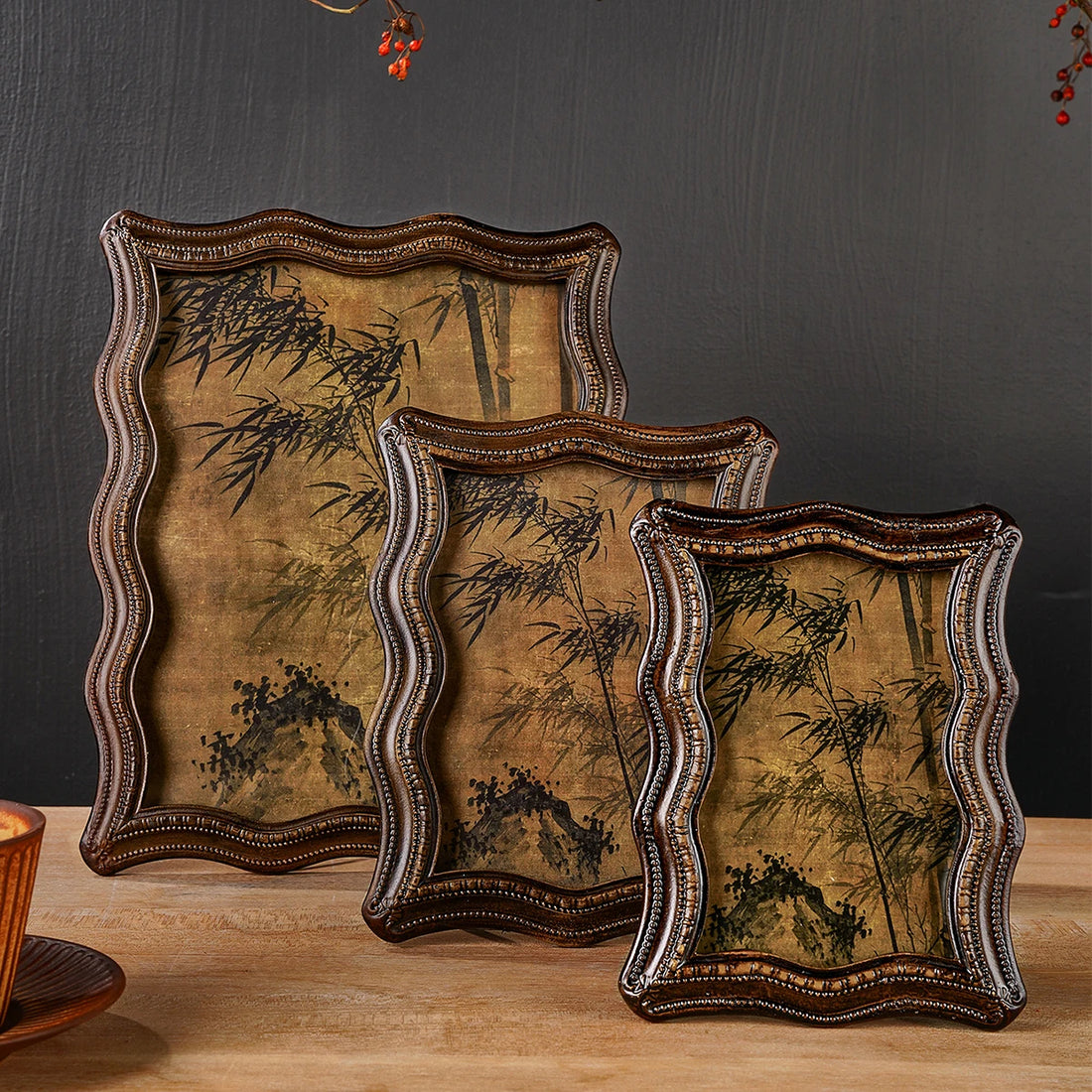 1PC, curved resin decorative photo frame, porch decorative photo frame, suitable for bedroom study desk photo decoration