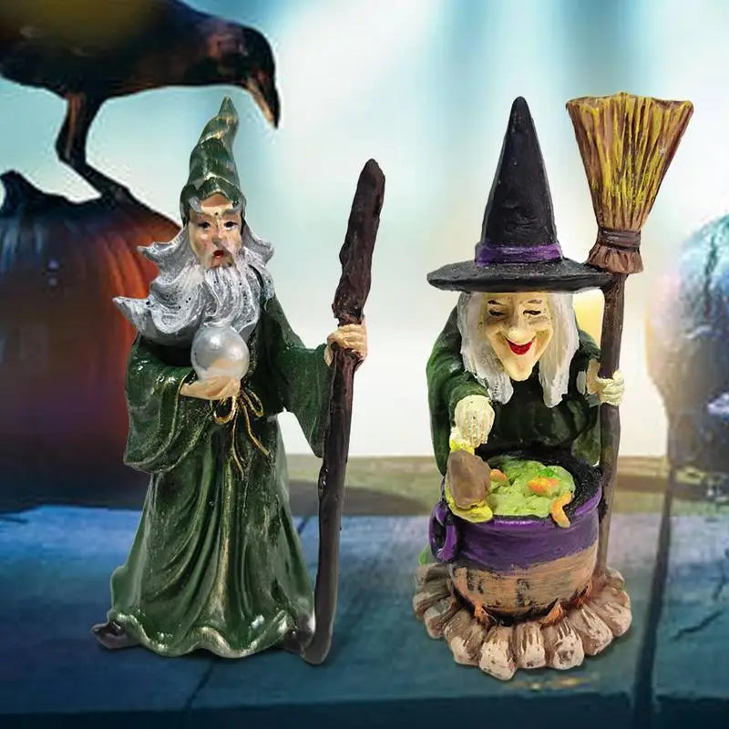 Halloween Horror Witch Figurine Desktop DIY Decoration Ornaments For Party Garden Happy Halloween Holiday Bar Decor