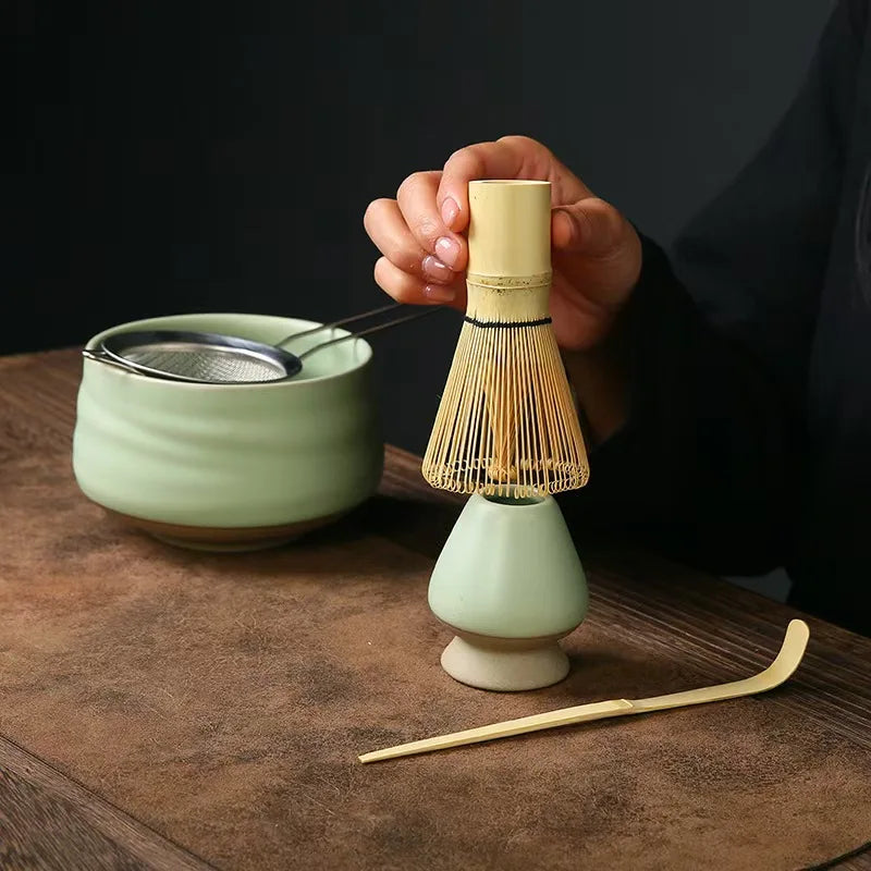 Ceramic Matcha Whisk Holder Stand for Drying and Storing Bamboo Chasen Tea Accessory
