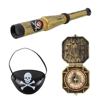 Pirate Eye-patches Handheld Brass Telescope Pirate Sword Navigation Cosplay Supplies Theme Party Halloween Favors Kids Toys
