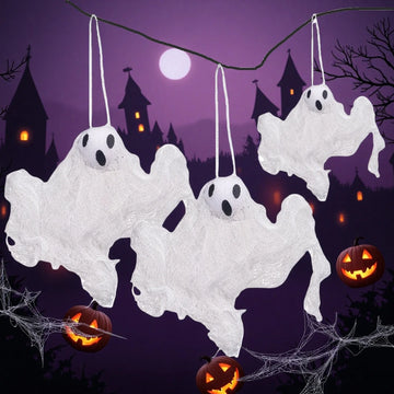 6-24PCS Halloween Ghost Banner Hanging Decoration Spooky Garden Patio Prop for Haunted House Party Halloween Gift Decoration