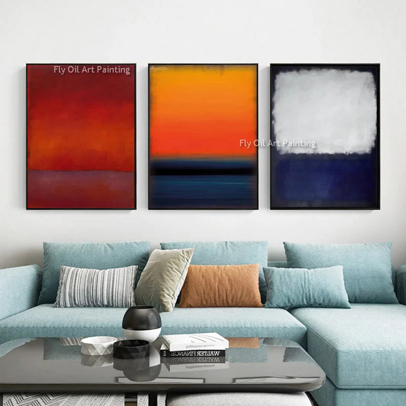 Hand painted Mark Rothko Red Canvas Wall Art Mark Rothko Production Modern Wall Art Abstract Art Colorful Canvas Home Wall