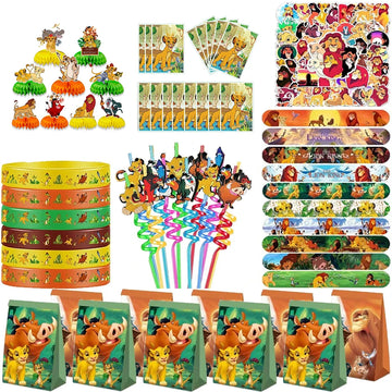 Lion King Simba Birthday Party Supplies Bracelets Straw Stickers Balloon Pinata Goody Gift Bag Fillers Festival Party Favors