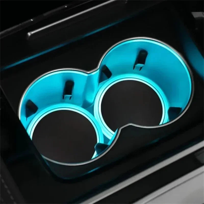 LED Car Cup Holder Lights USB Rechargeable Intelligent Sensor Atmosphere Pad with 7 Colors Changing for Interior Home Bar Use