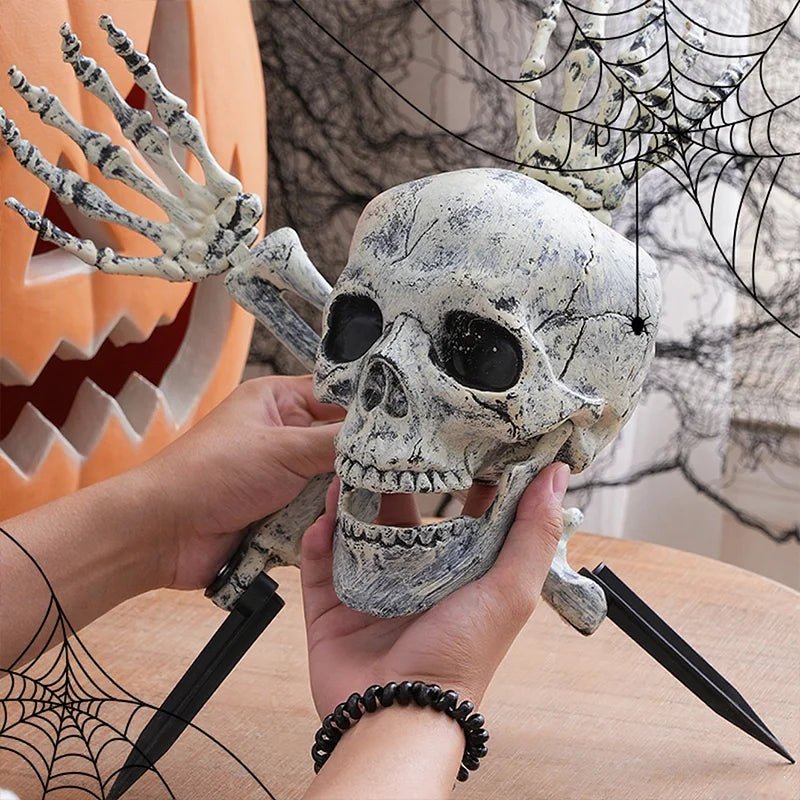 Halloween Decorations Home Decor Skeleton Head Outdoor Scary Props Realistic Skull & Hands Yard Prank Festivals Party Supplies