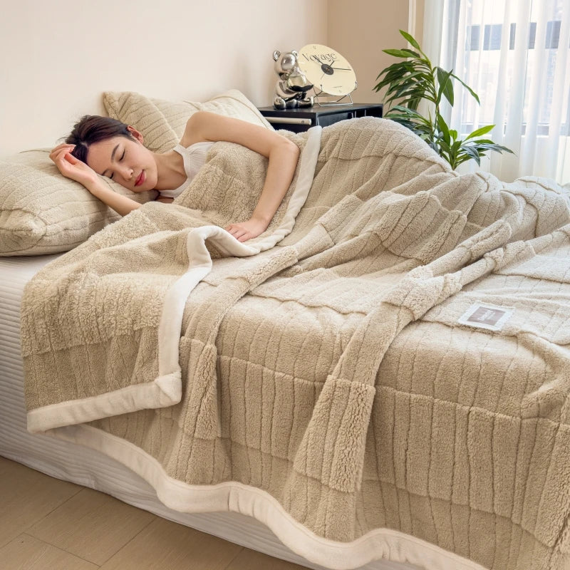 Thick Warm Winter Blanket Bedspread on the Bed Weighted Fleece Throw Blanket Fluffy for Bed Sofa Single Couple Size
