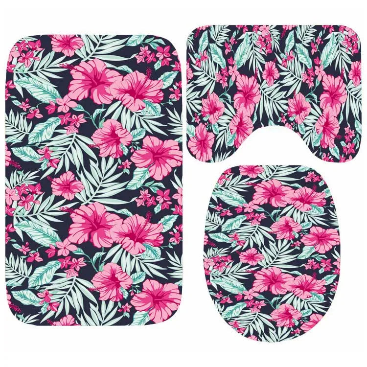Girly Pink Romantic Flower Peony Bath Mat Set Chic Peony Floral Bathroom Mat Toilet Rug Carpet Flowers Shower Floor Mat Decor