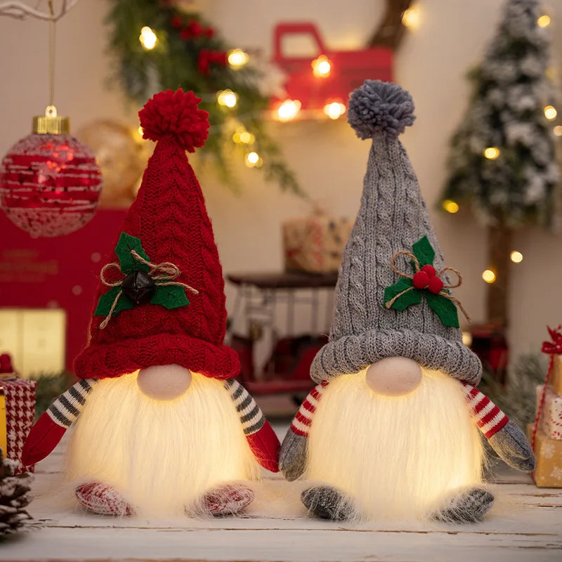 1~4pcs 2025 Christmas Doll Elf Knitted Gnome with Led Night Light Christmas Decorations for Home Xmas Navidad New Year 2025 Gift
