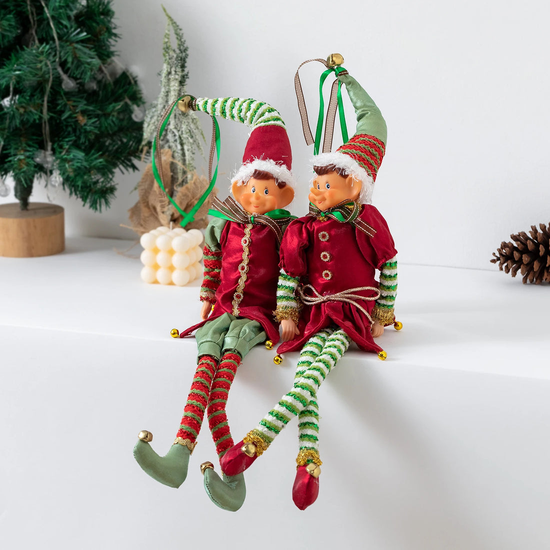 Christmas Cute Elf Doll Plush Leg Doll Christmas Tree Ornament Pendant 2024 New Year Gifts Xmas Table Home Decoration