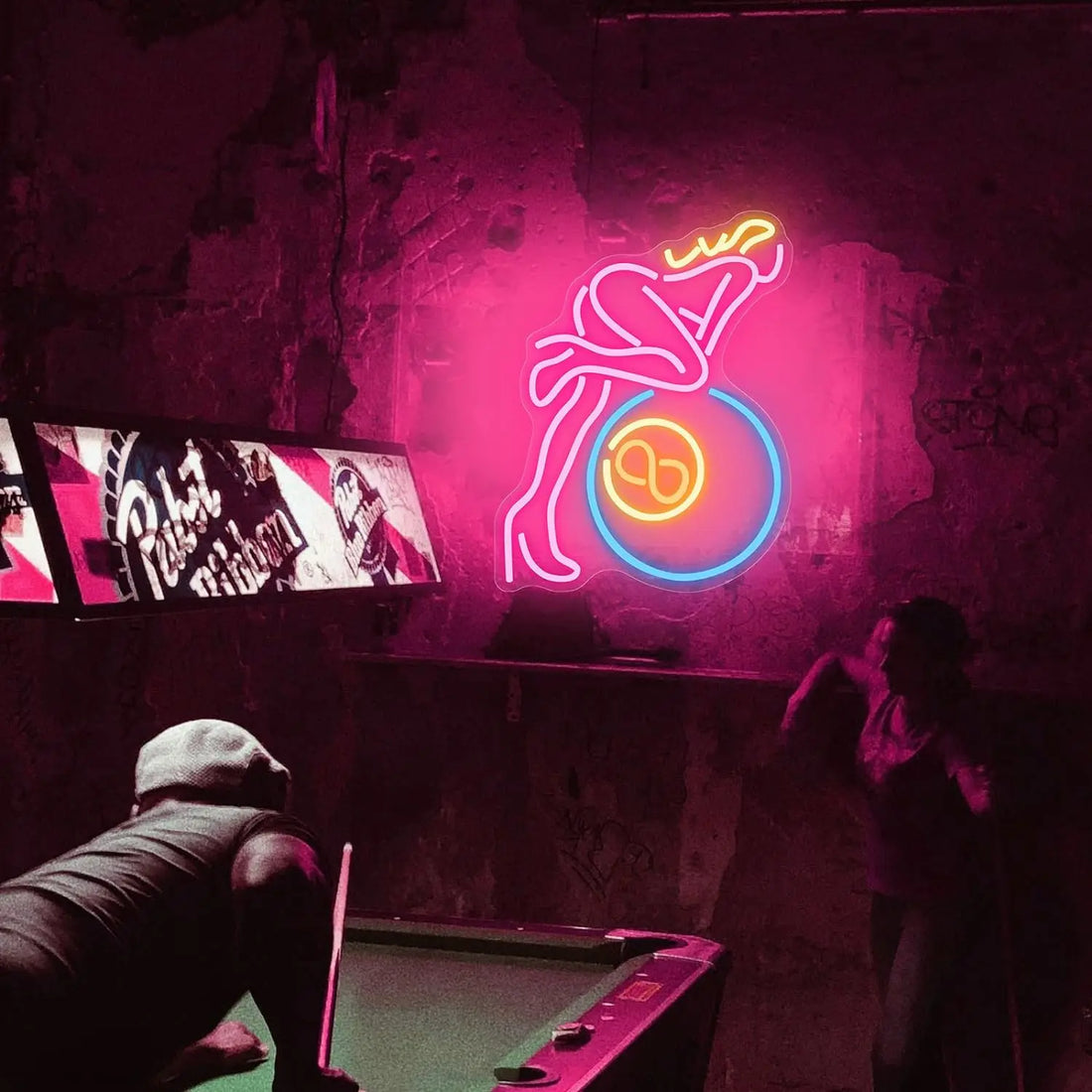 Ballerina on Ball Neon Sign Pink Blue Yellow LED Wall Art for Living Room Bedroom Bar Decor Dynamic Balance Female Gift