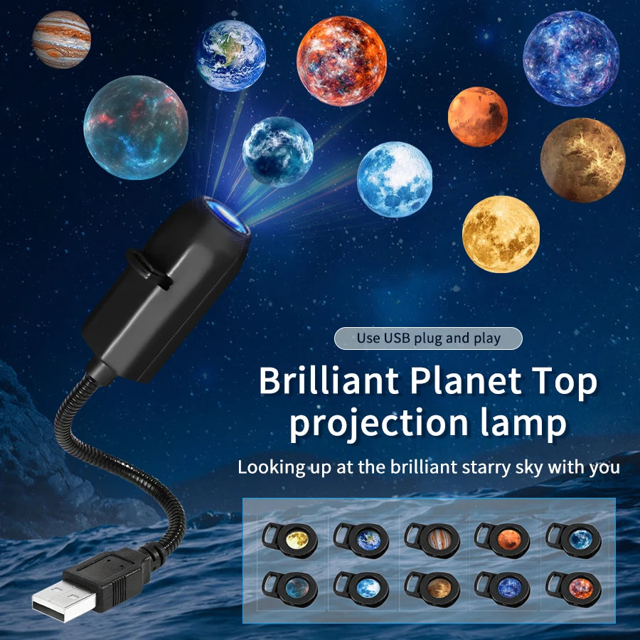 USB Plug Projection Lamp Theme Replacement Lamp Strip Planet/Halloween/Christmas Indoor Ceiling Decoration Projection Lamp