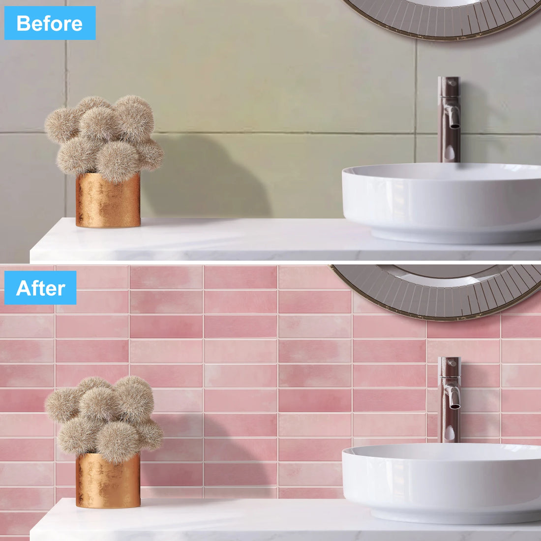 Peel and Stick Wall Tile Stickers Strong Adhesive Wallpaper DIY for Kitchen &Bathroom Backsplash Bathroom RVs Decoration
