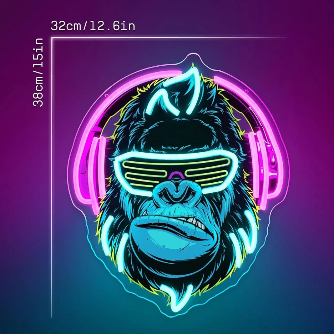 Monkey Gamer Neon Sign USB Dimmable LED Neon Light for Bedroom Gaming Room Bar Pub Room Decoration PC Gamer Gifts for Men