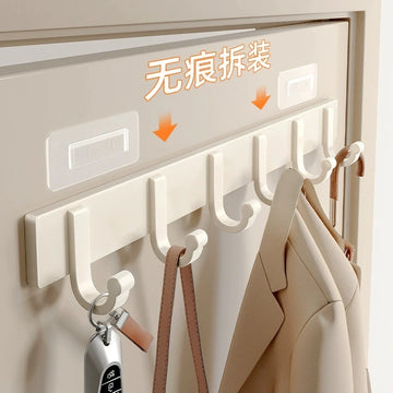 Milk white door hook, no punching, bathroom towels, detachable, strong adhesive hook, hanging clothes rack, wall storage