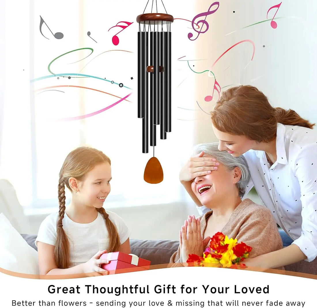 Outdoor retro aluminum tube hanging wind chimes with wooden tags suitable for garden/courtyard/patio decorative wind chimes