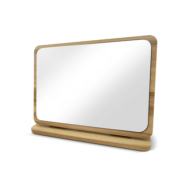 Wooden Desk Mirror Swivel Single-Sided Makeup Table Mirror, Portable Removable Countertop Private Room High-Definition Make Up