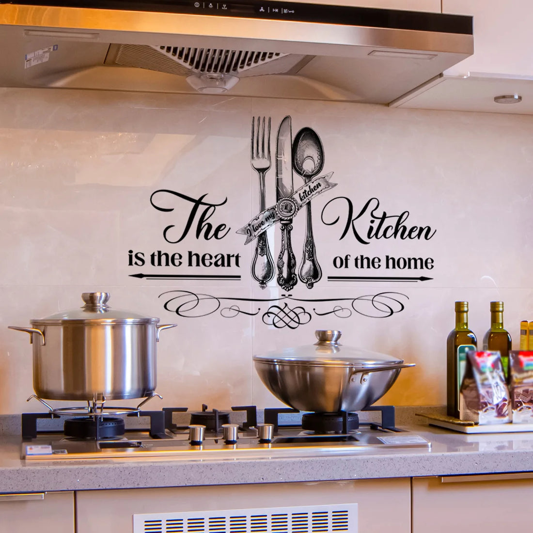 Kitchen Tools Knife and Fork Pattern  Wall Sticker for Lovely Home Kitchen Dining Room Background Wall Decoration Self-Adhesive