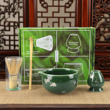 2pc/4pcs/5pcs Matcha Whisk Set - Matcha Bowl and Bamboo Matcha Whisk, Tea Strainer, Scoop, Spoon, Sifter, Whisk Holder