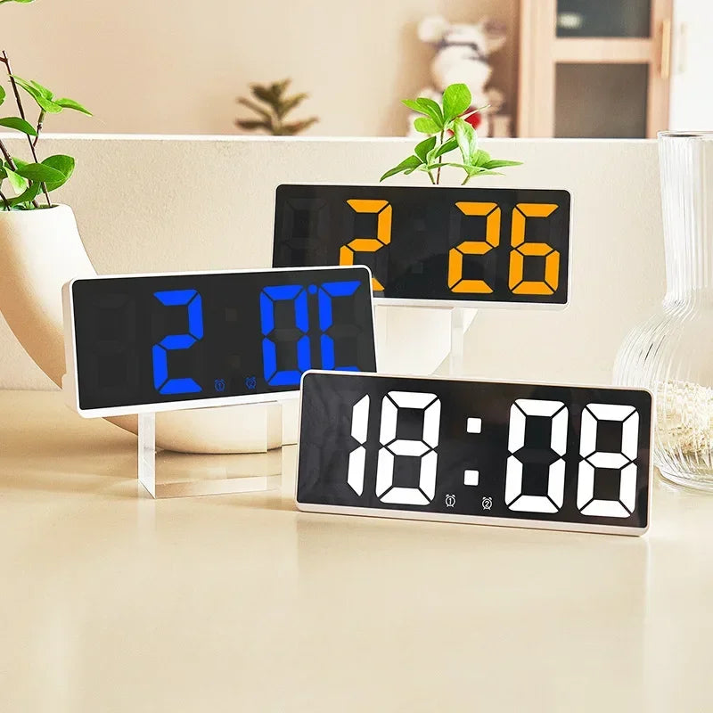 Multifunctional LED Number Clock Color Nightlight Temperature Calendar Alarm Large Digital Electronic Backlight Home Decor