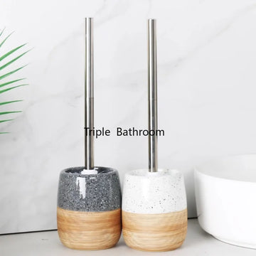 1 Set of Ceramic Toilet Brush Set Toilet/Bathroom Cleaning Tools Ceramic Toilet Brush Base Floor Standing Toilet Brush Set