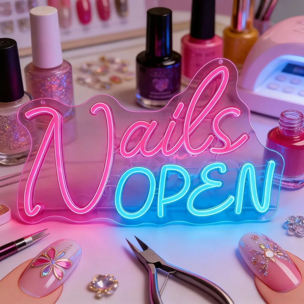 Nail Art Neon Sign LED Neon Light for Nail Salon Beauty Room Wall Decor - USB Powered Wall Lighting for Beauty Studio Decoration
