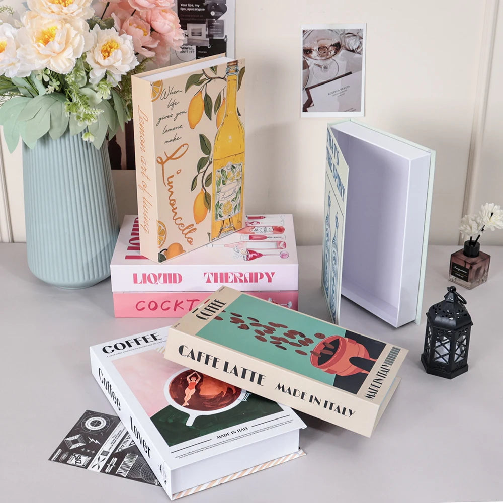 Colorful Cocktails Series Fake Books Decoration Living Room Aesthetics Prop Books Decorations Coffee Table Ornaments Additional