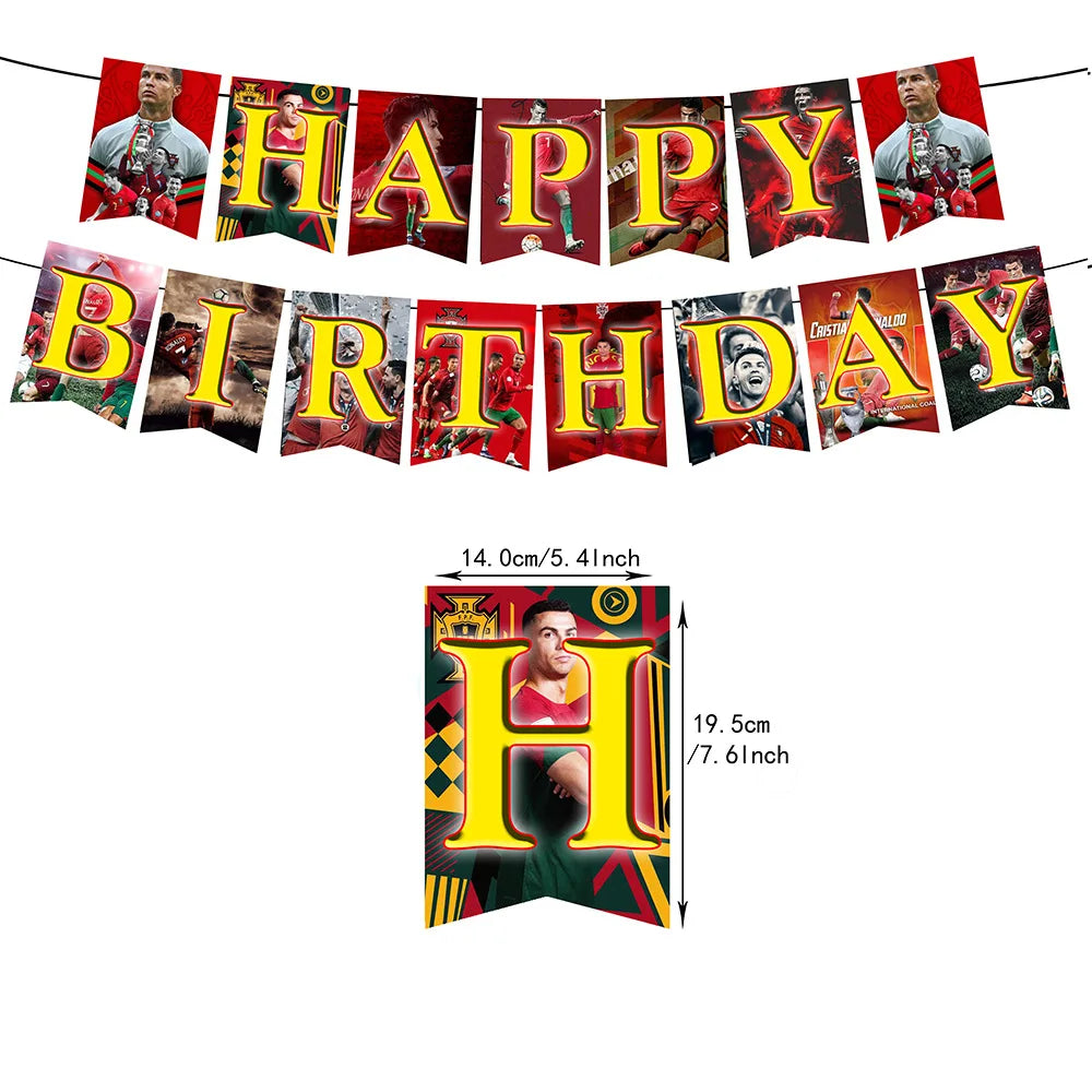 Cristiano&Ronaldo Theme Child Birthday Party Decoration Football Player Cr7 Balloon Banner Backdrops Cake Toppers Kid Adult Gift