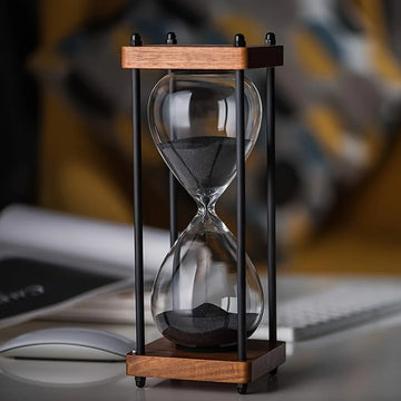 Large Decorative Wooden Hourglass Timer-30 Minute Sand Glass with Elegant Table Decor- Perfect  Holiday Party Birthday Gift Idea
