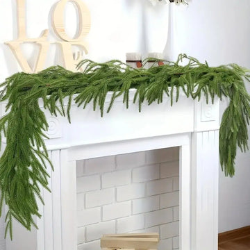 70.86inch Realistic Norfolk Pine Artificial Wreath with Dense Green Branches and Pine Cones - Realistic Norfolk Pine Artificial Wreath with Dense Green Branches and Pine Cones - Heavy-Duty Plastic Indoor/Outdoor Christmas Dec