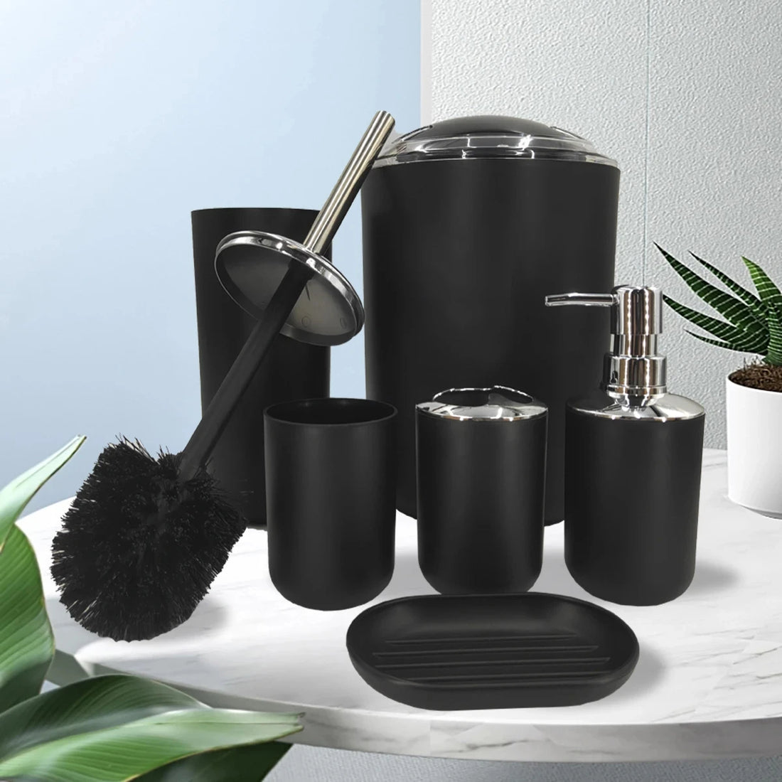 Luxury Bathroom Set Multipurpose Soap Dispenser Toothbrush Holder Toilet Brush Trash Can Soap Dish Home Bathroom Set 4/6pcs Pack