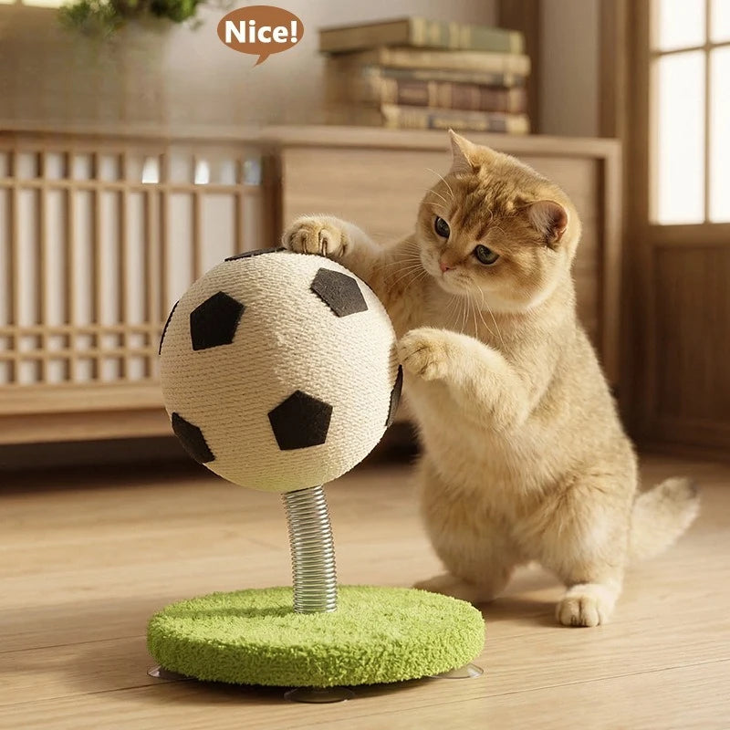 Cute Football Cat Scratching Toy Spring Sisal Ball Cat Toy for Anti-Anxiety Interactive Cats Toy To Prevent Furniture Scratching