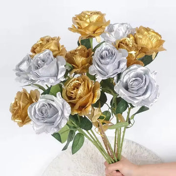 Artificial Gold Rose Scene decoration Party Wedding Roadside Flower Arrangement Home Decoration Birthday Party Decor
