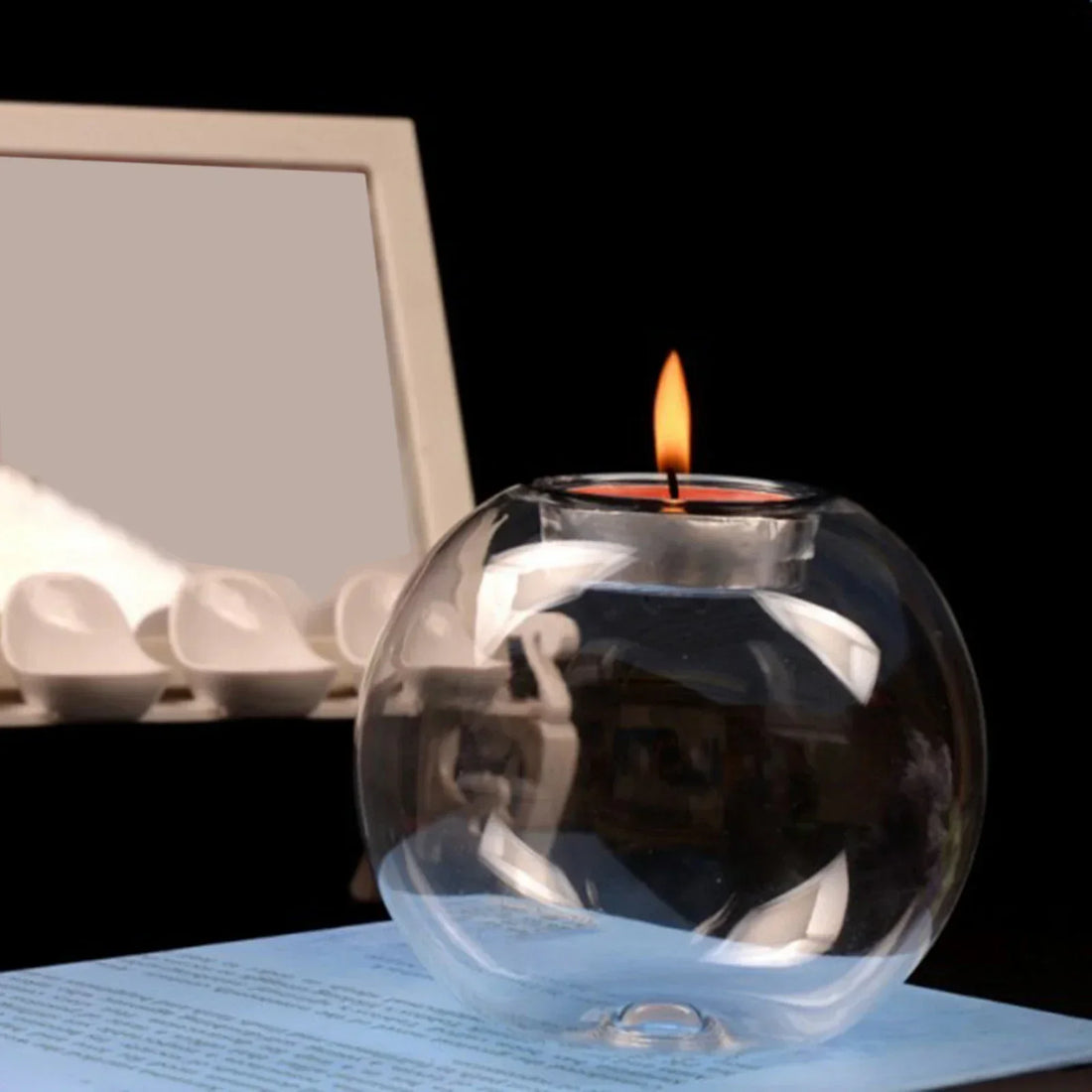 6/12Pcs Transparent Glass Candle Holder with LED Candles for Dining Home Table Centerpieces Valentine's Day Halloween