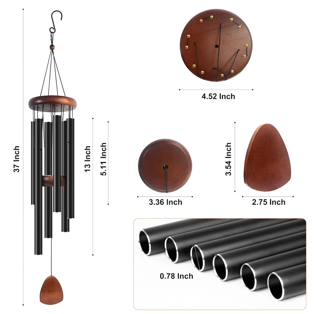 Large Aluminium Wind Chimes Extra Large 37" / 26.8inch Deep Tone Memorial Wind Chimes For Outside with Wind Catcher Garden Decor