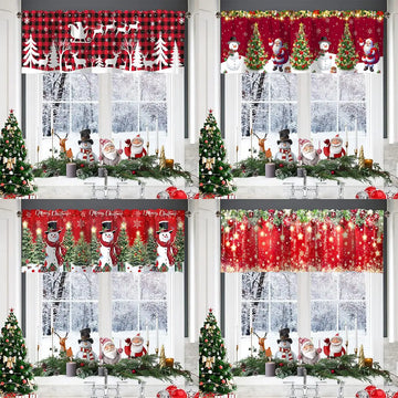 Christmas Curtain Valance Xmas Rod Pocket Window Treatment for Living Room Kitchen Bedroom Christmas Decorations For Home 2025