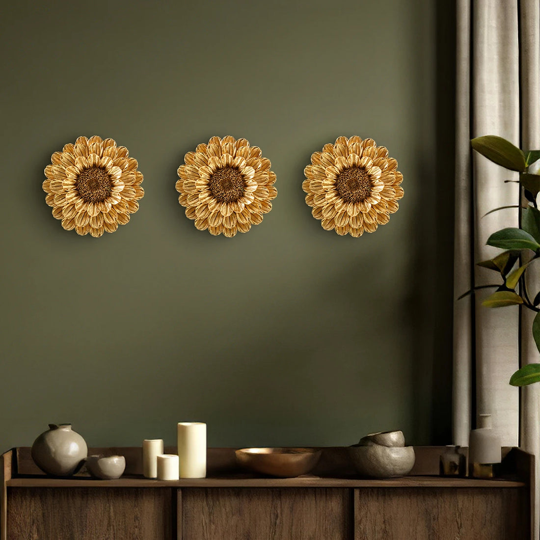 1PC, three-dimensional dahlia flower shape decoration resin wall hanging, suitable for family hotel restaurant decoration
