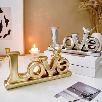 1PC, European retro style with gold and silver foil pasted "LOVE" letter ornaments, wedding and festival decoration ornaments