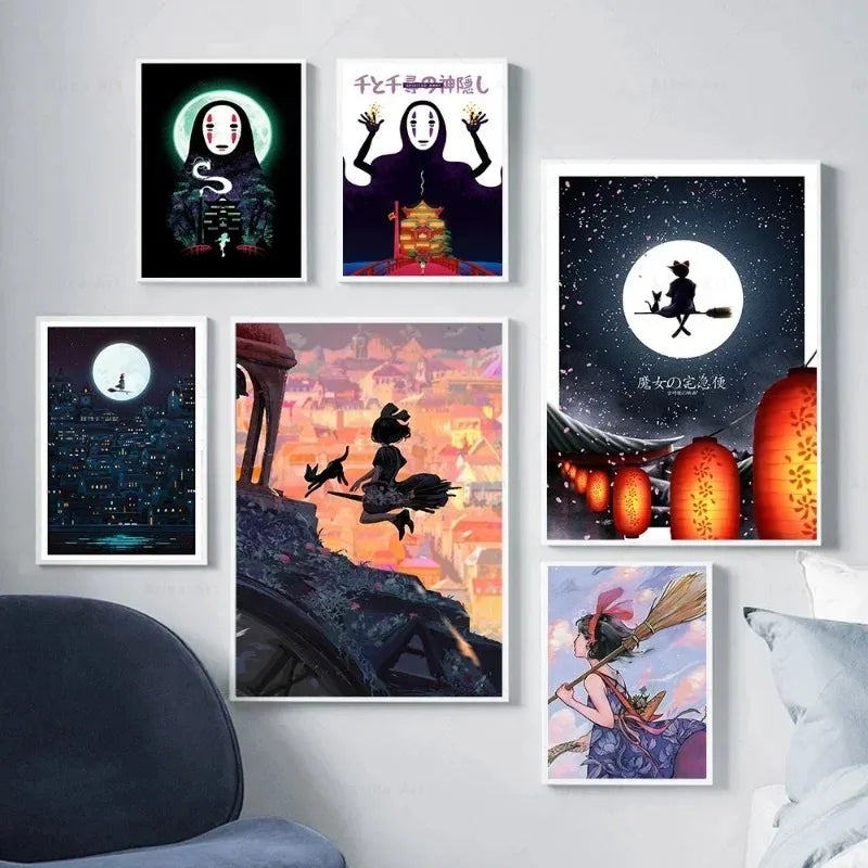 Hayao Miyazaki My Neighbour Totoro Spirited Away Anime Poster Canvas Painting Prints Wall Art Pictures for Living Room Decor