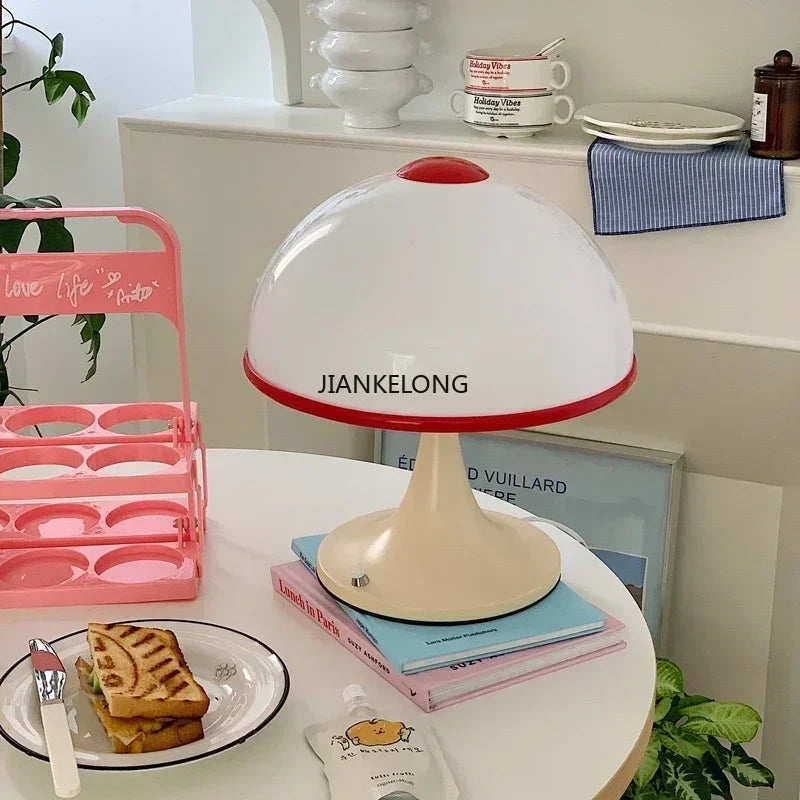 Nordic Studio Bedroom Headboard Korean Retro Style Ambience Personal Iron Art Acrylic Mushroom Desk Lamp table lamps