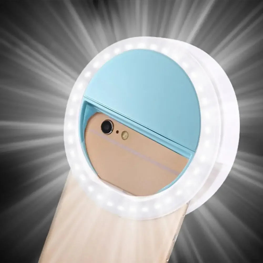 1pcs Portable Mobile Phone Light Clip Selfie LED Auto Flash for Cell Phone Smartphone Round Selfie Flashlight Makeup Mirror