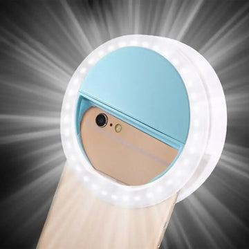 1pcs Portable Mobile Phone Light Clip Selfie LED Auto Flash for Cell Phone Smartphone Round Selfie Flashlight Makeup Mirror