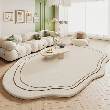 Imitation Cashmere Cream Style Carpet Living Room Shaped Bedroom Irregular Bedside Rug Home Green Light Luxury