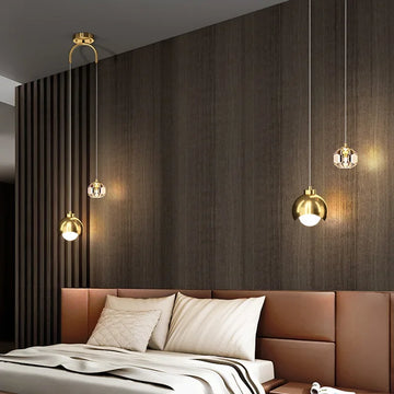 Modern LED Pendant Light for Bedroom Bedside Hanging Lamp Crystal Lustre Chandelier Dining Table Decoration Nordic Pendant Lamp