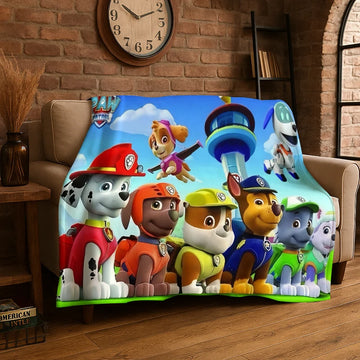 Cartoon P-Patrol Cute Dog Flannel Blanket Soft Warm Throw Blanket for Bedroom Living Room Bed Travel Camping Picnic Gift kids