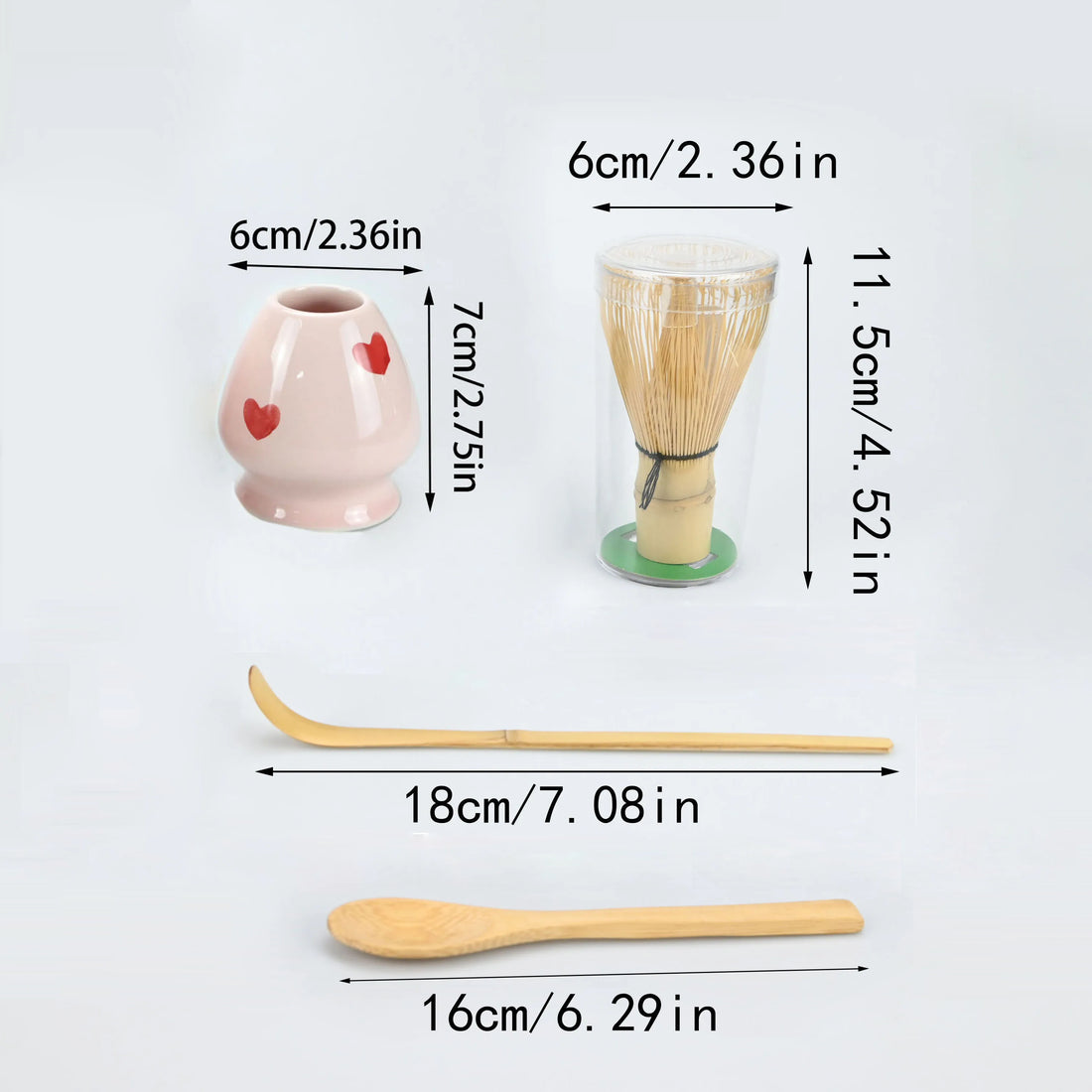 4pcs/set Matcha Set Bamboo Whisk Tea spoon Ceramic fittings Matcha Whisk (Chasen) Tea Spoon And Scoop (Chashaku) Tea-making Tool