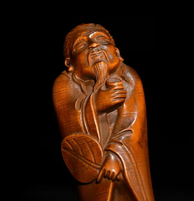 Archaize Seiko Hand-carved Boxwood Tea Shovel Tea Saint Lu Yu Sculpture Tea Set Craft Statute