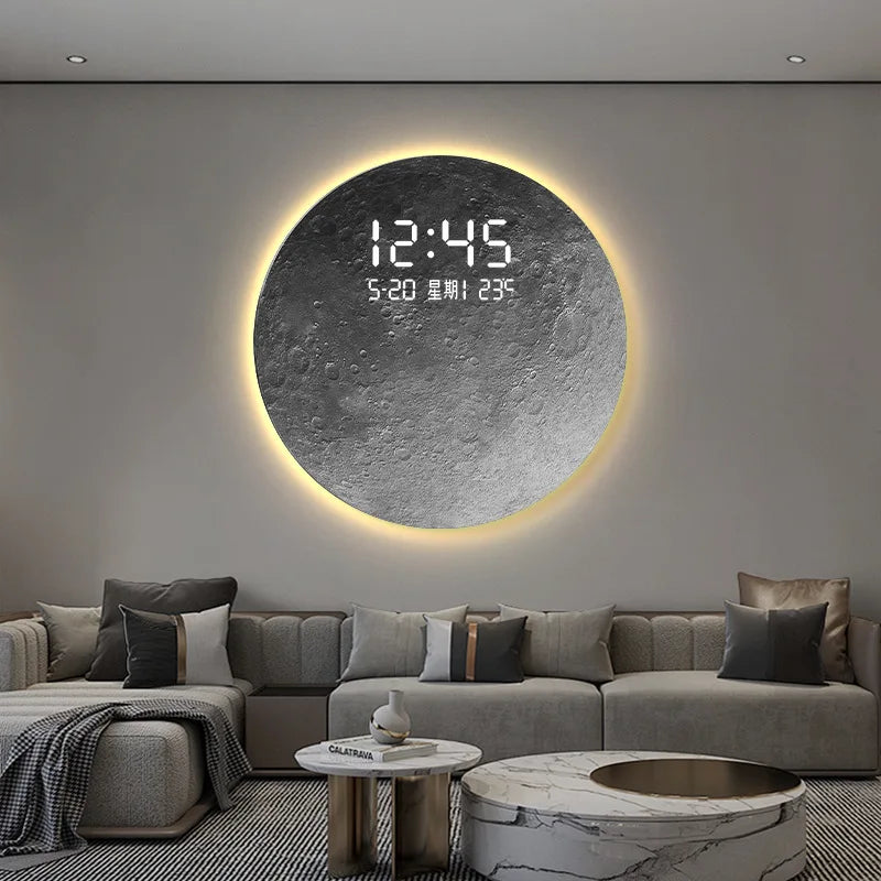 Modern Minimalist Living Room Moon Light Wall Art Dining Room Mars Digital Display Painting Entryway Carved Mural