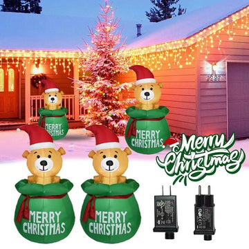 Christmas Decoration Christmas Air Mould Inflatable Glowing Gift Bag Puppy Air Mould Christmas Outdoor Patio Decoration